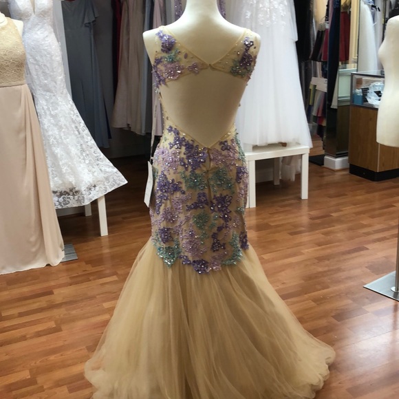 ✔️ Nude-lilac-mint prom dress with rhinestones - Picture 4 of 8